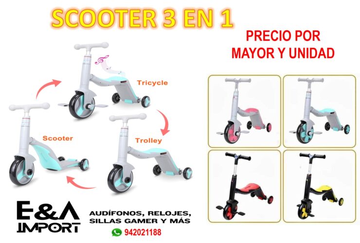 Scooter 3 en 1 con Luces